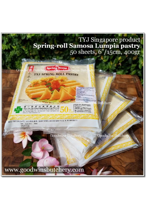Pastry SPRING ROLL SKIN samosa kulit lumpia TYJ Spring Home Singapore frozen 6" 15cm 50 SHEETS 400g